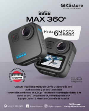 GoPro MAX 360°. 5.6K. Cámara de Acción 360° Sumergible. Nuevo Outlet