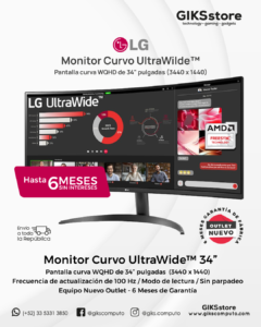 Monitor Curvo LG UltraWide. 34". WQHD. Nuevo Outlet