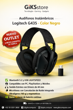 Audífonos Inalámbricos Logitech G435. Bluetooth. Color Negro. Nuevo Outlet