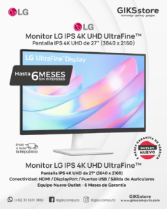 Monitor LG UltraFine 27". IPS. UHD 4K. Nuevo Outlet