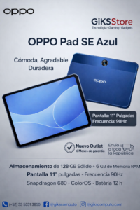Tablet OPPO Pad SE. Pantalla 11" • 6GB RAM • 128GB • Color Azul. Nuevo Outlet