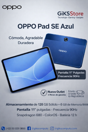 Tablet OPPO Pad SE. Pantalla 11" • 6GB RAM • 128GB • Color Azul. Nuevo Outlet