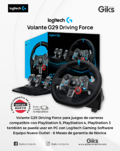 Volante Gamer. Logitech G29 Driving Force. PS5, PS4, PS3, PC. Nuevo Outlet.