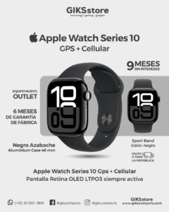 Apple Watch Series 10. 46 mm. GPS + Cellular. Color Negro. Nuevo Outlet