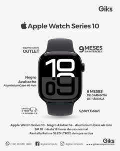 Apple Watch Series 10. GPS. De 46 mm. Color Negro. Nuevo Outlet