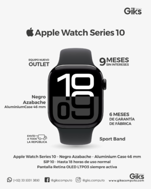 Apple Watch Series 10. GPS. De 46 mm. Color Negro. Nuevo Outlet