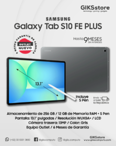 Samsung Galaxy Tab S10 FE Plus. 12GB RAM. 256GB SSD. 13.1". Nuevo outlet