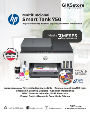Impresora Multifuncional HP Smart Tank 750. A Color. Tinta Continua. Wi-Fi. Nuevo Outlet