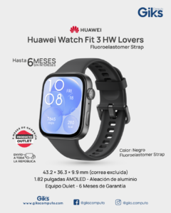 Huawei Watch Fit 3. 43.2mm. HW Lovers. Color Negro. Nuevo Outlet