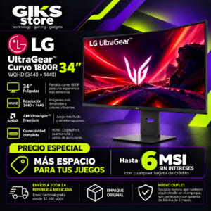 Monitor Gamer LG Ultragear 34G600A G6. Curvo. 34''. 160hz. WQHD. Nuevo outlet