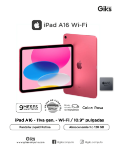 APPLE IPAD A16 WI-FI 128 GB - 11VA. GENERACION | COLOR ROSA. NUEVO OUTLET