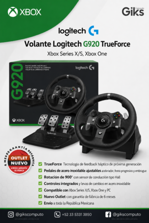Volante Logitech G920 Driving Force. Para Xbox Series X-S. One y PC. Nuevo Outlet