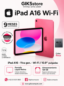 APPLE IPAD A16 WI-FI 128 GB - 11VA. GENERACION | COLOR ROSA. NUEVO OUTLET