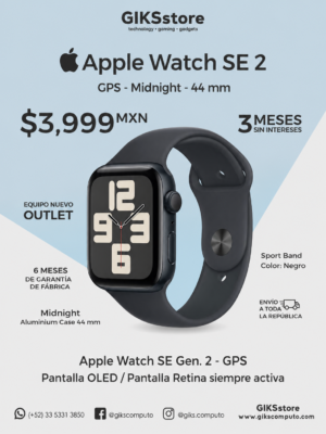 Apple Watch Se Gen 2. Gps. Medianoche De 44 Mm. Correa Loop Deportiva. Nuevo Outlet
