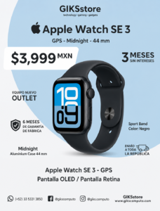 Apple Watch Se 3. Gps. Caja De Aluminio Color Medianoche De 44 Mm. Correa Deportiva Color Medianoche- NUEVO OUTLET