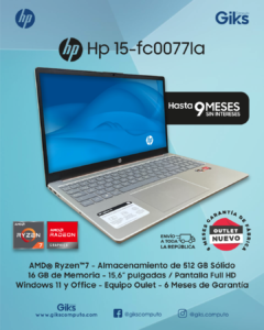 Hp 15-fc0077la Amd Ryzen 7. 16gb RAM. 512GB ssd