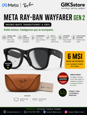 Meta Ray-Ban Wayfarer Gen 2. Mate Black. Trancision a Gris. Meta IA. Nuevo Outlet