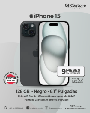 Apple iPhone 15 de 128GB. Color Negro. Nuevo Outlet.