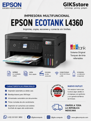 Impresora Multifuncional Epson EcoTank L4360. Imprime, copia y escanea. Nuevo outlet