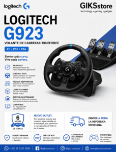 Logitech G923 Volante de careras TRUEFORCE PC/ PS5/PS4. Nuevo outlet.