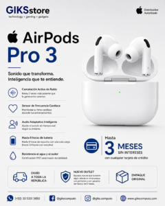 Apple AirPods Pro 3 - Cancelacion de Ruido, Audio Adaptativo y Frecuencia Cardiaca. Nuevo outlet.