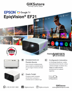 Proyector Láser Epson EpiqVision EF21 con Google TV | Full HD | Blanco