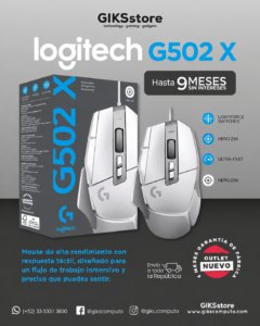 Logitech G502 X Blanco | Mouse Gamer de Alto Rendimiento | Sensor HERO 25K