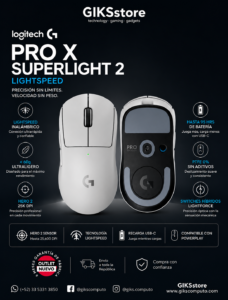 Logitech G PRO X Superlight 2 LIGHTSPEED Blanco | Sensor HERO 2 25K | Menos de 60 g