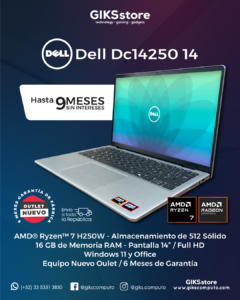 Dell Dc14250 14” – AMD Ryzen™ 7 H250W, 16 GB RAM, 512 GB SSD y pantalla Full HD. Nuevo outlet.