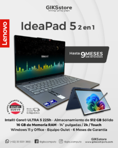 Lenovo IdeaPad 5 2-en-1 – Intel Core Ultra 5, 16GB RAM, 512GB SSD, 14” 2K Touch. Nuevo outlet.