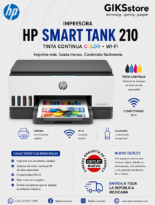 Impresora HP Smart Tank 210 Tinta Continua Color Wi‑Fi. Impresión de alta calidad. Nuevo outlet.