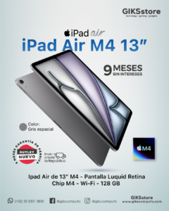 iPad Air M4 13” – Chip M4, 128 GB, Wi-Fi, Gris Espacial. Nuevo outlet.