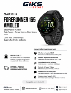 Reloj Garming FORERUNNER 165 AMOLED - Color Negro. 43 mm.