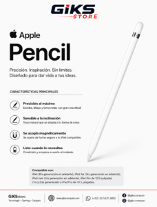 Apple Pencil 1ª Generación Blanco para iPad – Sensible a la Inclinación, Precisión y Conexión Magnética