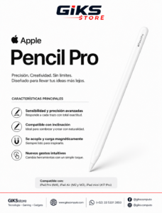 Apple Pencil Pro – Sensibilidad y Precisión Avanzadas, Carga Magnética y Gestos Intuitivos, Blanco