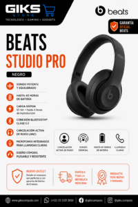 Audifonos BEATS Studio Pro - Color Negro. Sonido potente y equilibrado.