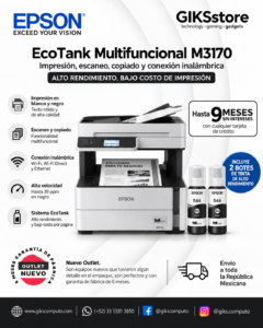🖨️ Epson EcoTank Multifuncional M3170 – Blanco y Negro / Impresión, Escaneo, Copiado y Conexión Inalámbrica