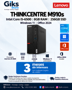 Lenovo ThinkCentre M910s – Intel Core i5-6500, 8GB RAM, 256GB SSD, Windows 11 y Office 2024