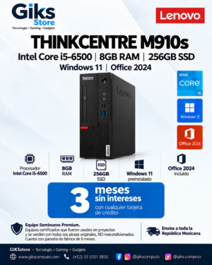 Lenovo ThinkCentre M910s – Intel Core i5-6500, 8GB RAM, 256GB SSD, Windows 11 y Office 2024