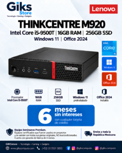 Lenovo ThinkCentre M920 – Intel Core i5-9500T, 16GB RAM, 256GB SSD, Windows 11 y Office 2024