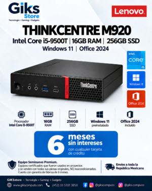 Lenovo ThinkCentre M920 – Intel Core i5-9500T, 16GB RAM, 256GB SSD, Windows 11 y Office 2024