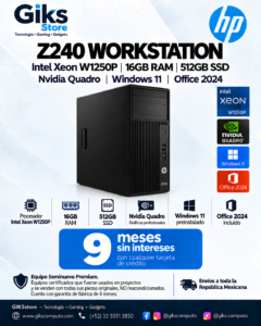 HP Z240 Workstation – Intel Xeon W1250P, 16GB RAM, 512GB SSD, NVIDIA Quadro, Windows 11 y Office 2024