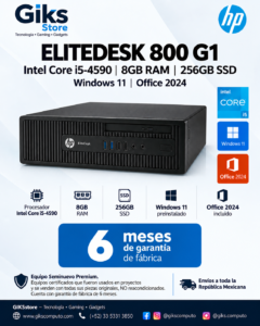 HP EliteDesk 800 G1 – Intel Core i5-4590, 8GB RAM, 256GB SSD, Windows 11 y Office 2024
