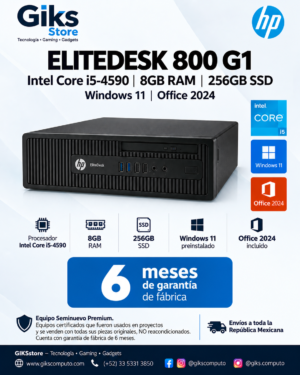 HP EliteDesk 800 G1 – Intel Core i5-4590, 8GB RAM, 256GB SSD, Windows 11 y Office 2024