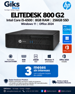 HP EliteDesk 800 G2 – Intel Core i5-6500, 8GB RAM, 256GB SSD, Windows 11 y Office 2024