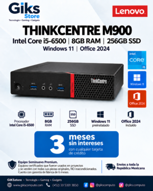 Lenovo ThinkCentre M900 – Intel Core i5-6500, 8GB RAM, 256GB SSD, Windows 11 y Office 2024