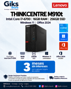 Lenovo ThinkCentre M910t – Intel Core i7-6700, 16GB RAM, 256GB SSD, Windows 11 y Office 2024